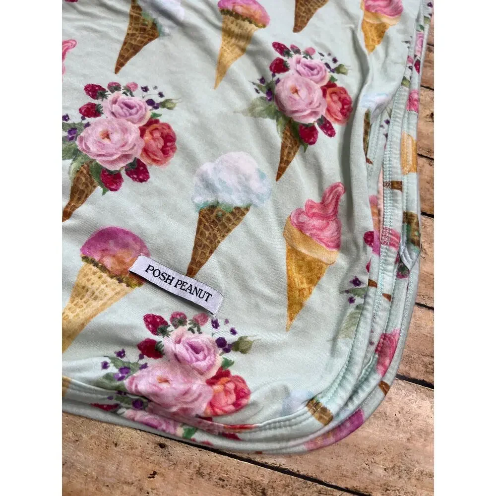 Posh Peanut Sophia Ice Cream Floral Patoo Bamboo Blanket 40x40